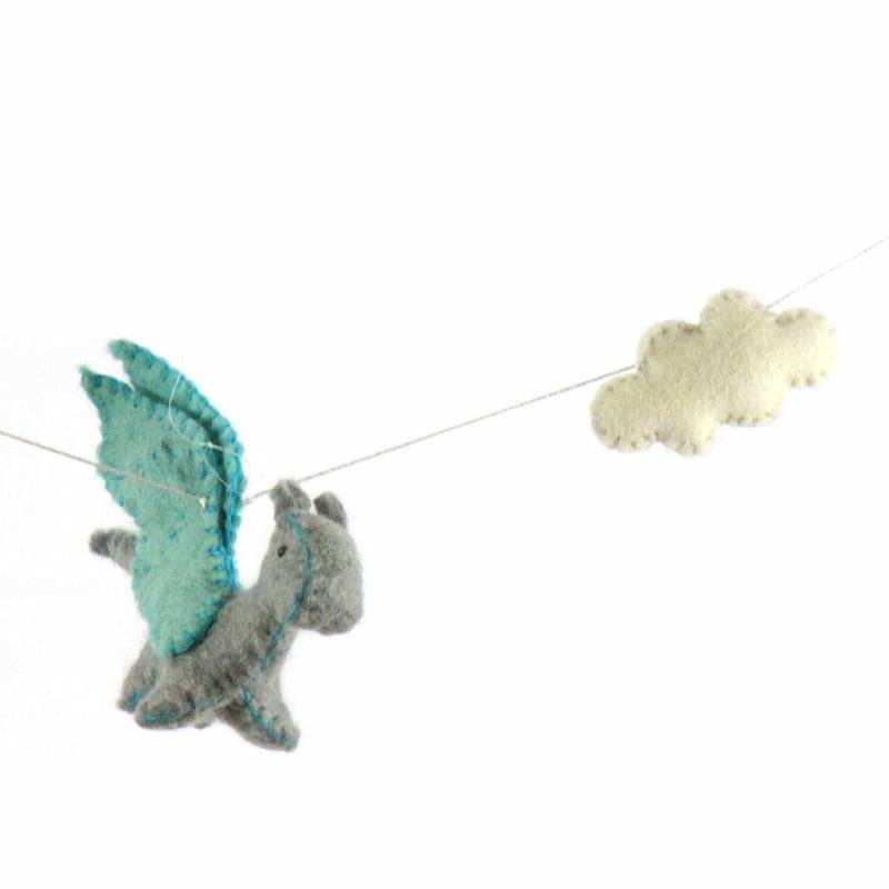 Felt Dragon Garland - Blue Colors - Global Groove