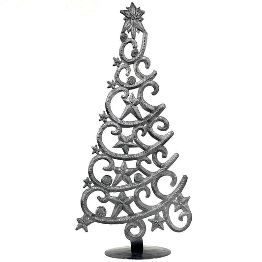 Árbol de Navidad de mesa con estrellas (14" de alto) - Croix des Bouquets (H)