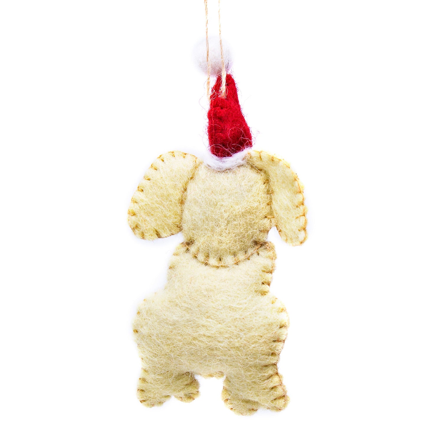 Golden Labrador Santa Handmade Felt Ornaments, Set of 2 - 5” x 2” each