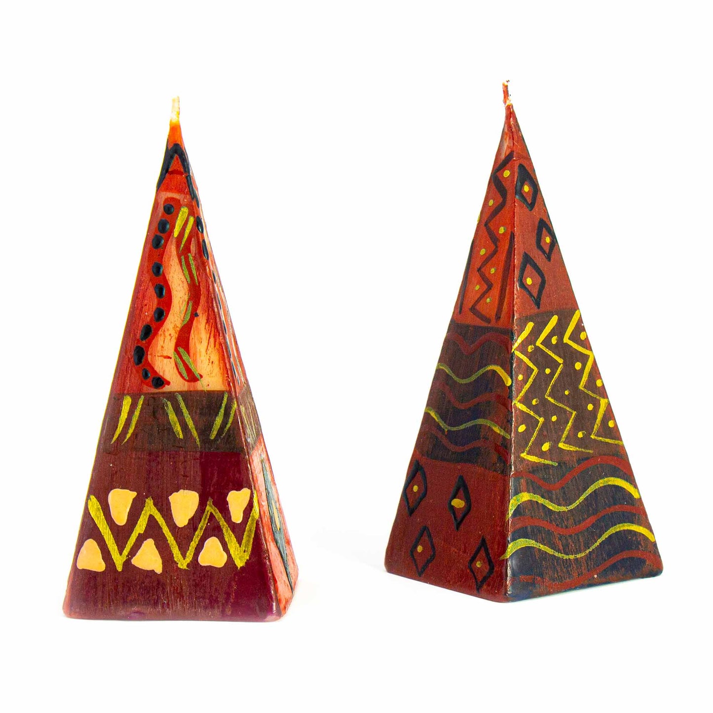 Velas piramidales, juego de 2 en caja (diseño Bongazi)