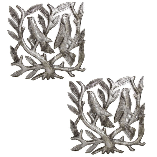 Pair of Square Tree of Life Steel Drum Wall Art 8” x 8”