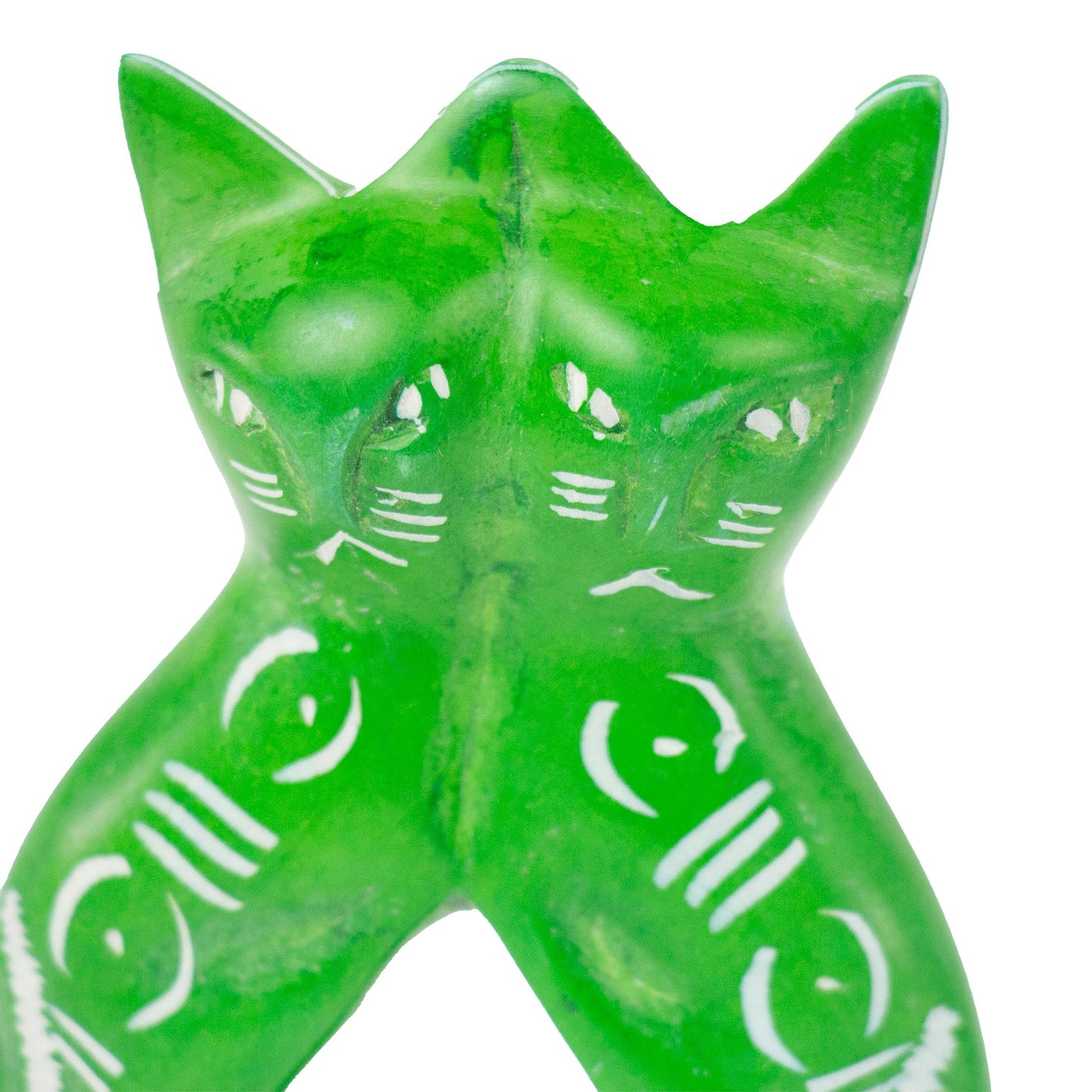 Soapstone Twin Cats - Green