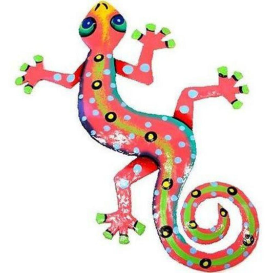 Colorido arte de pared de tambor de acero Gecko, lunares 13"