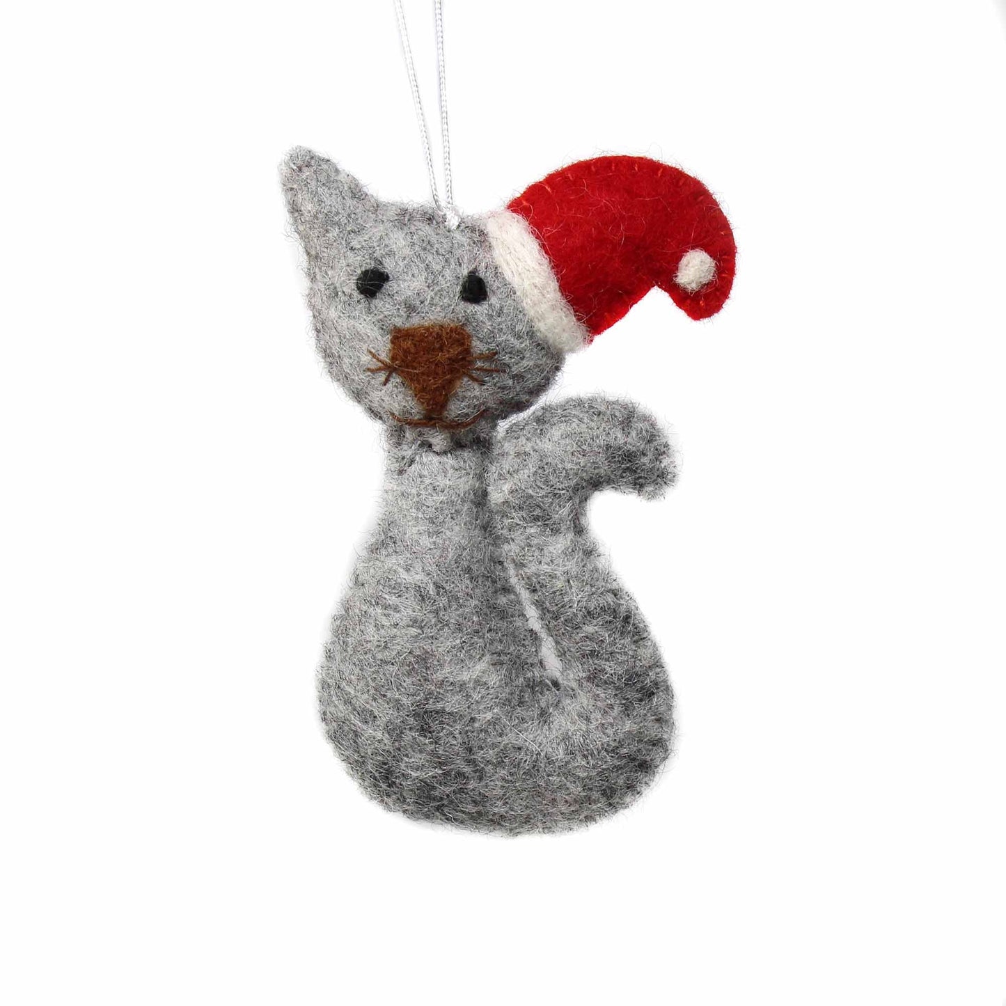 Hand Felted Christmas Ornament: Cat - Global Groove