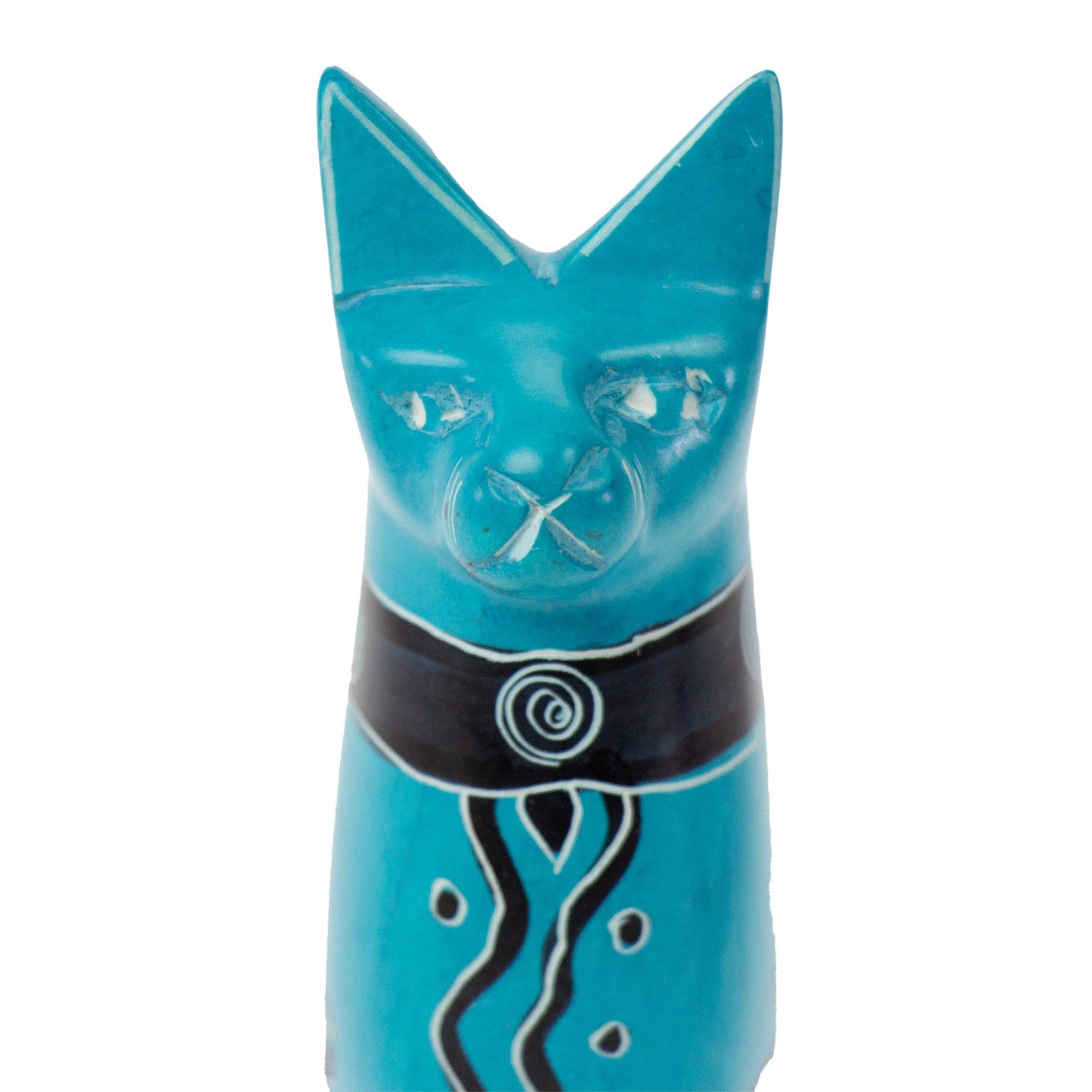 Soapstone Sitting Cat - Turquoise