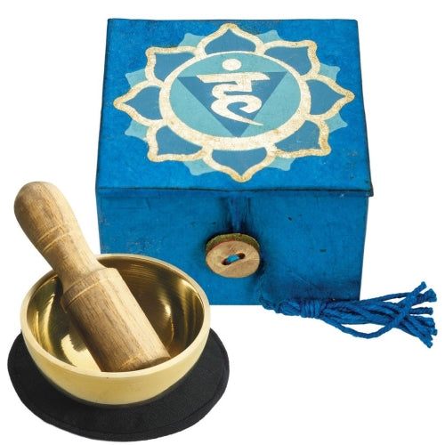 Mini Caja de Cuenco de Meditación: Chakra de la Garganta de 2" - DZI (Meditación)