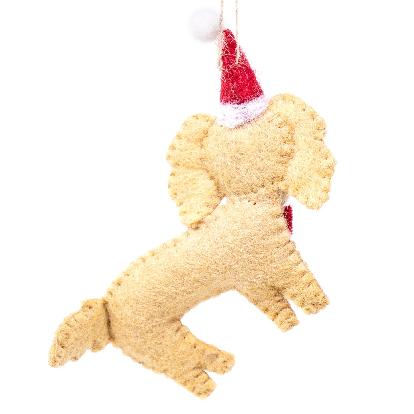 Labradoodle Santa Handmade Felt Ornaments, Set of 2