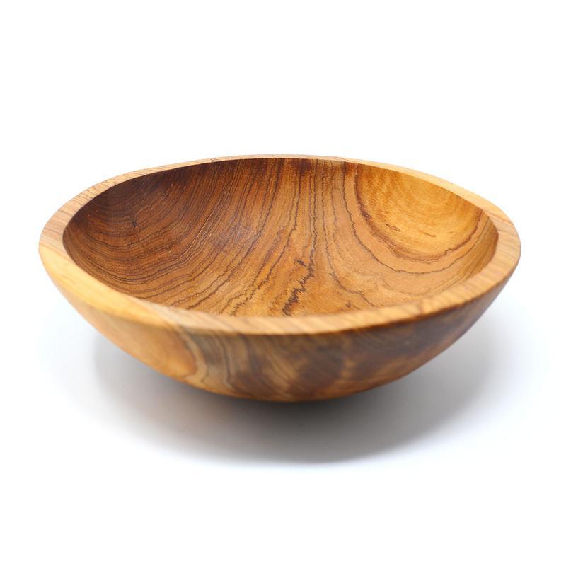 Cuenco de madera de olivo tallado a mano de 9 pulgadas - Jedando Handicrafts