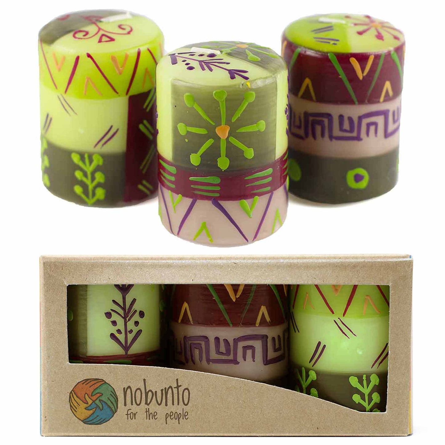 Hand Painted Candles in Kileo Design (box of three) - Nobunto