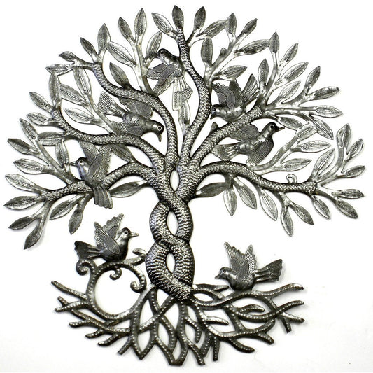 Entwined Tree of Life Steel Drum Wall Art 24"