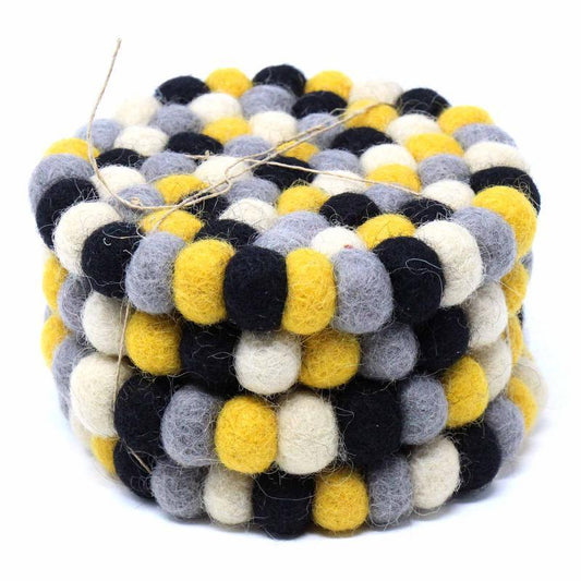 Hand Crafted Felt Ball Coasters from Nepal: 4-pack, Mustard - Global Groove (T) - Linda Kay Gifford’s - Those Nasty Women TALK! by SWEETSurvivor