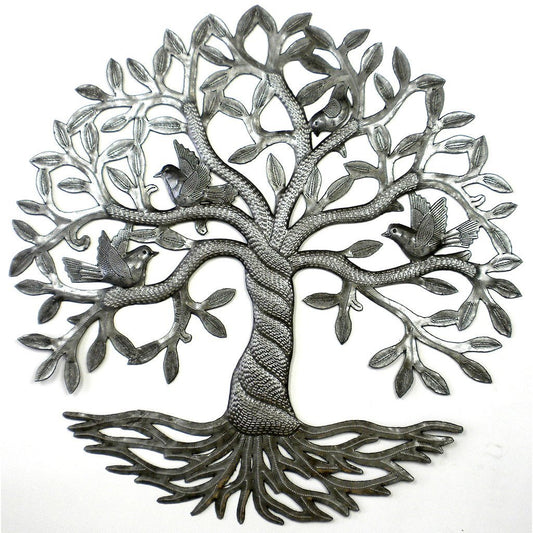 Twisted Tree of Life Steel Drum Wall Art, 24" - Croix des Bouquets