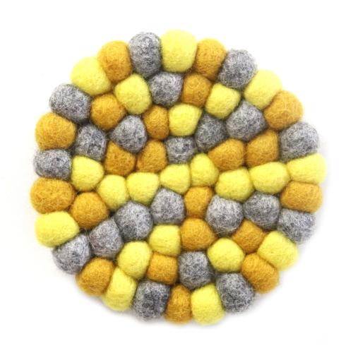 Hand Crafted Felt Ball Trivets from Nepal: Round Chakra, Yellows - Global Groove (T) - Linda Kay Gifford’s - Those Nasty Women TALK! by SWEETSurvivor