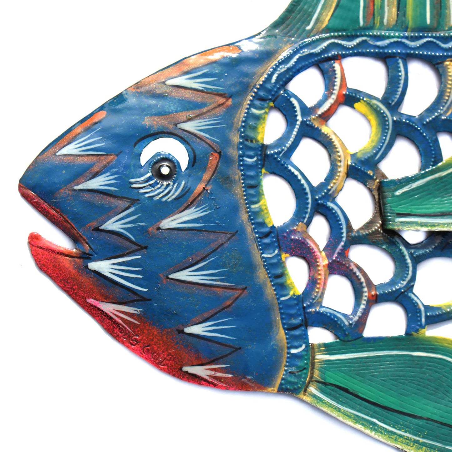 Painted Fish & Shell Steel Drum Wall Art, 24" - by Caribbean Craft
