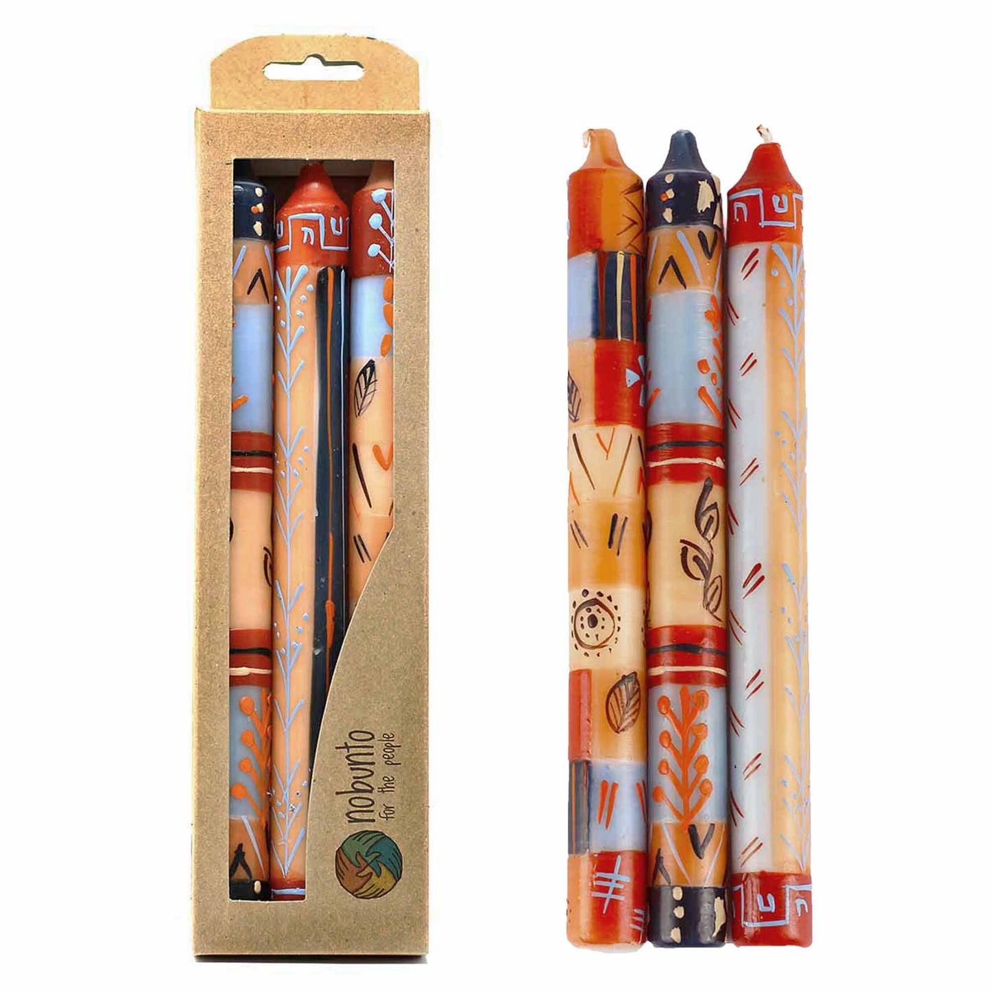 Hand Painted Candles in Uzushi Design (three tapers) - Nobunto