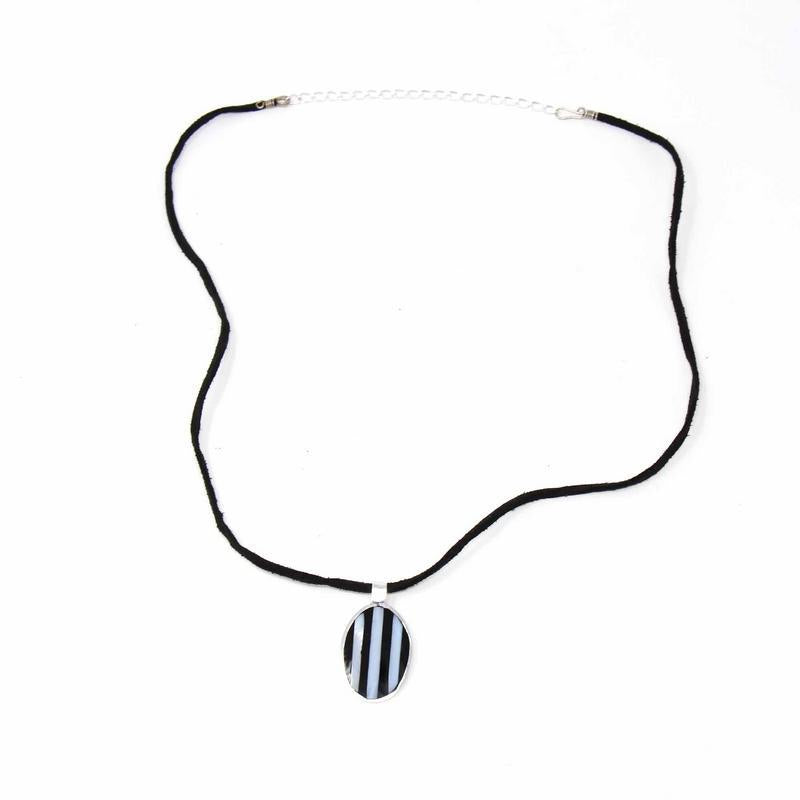 Alabalone and Black Stripe Pendant; Necklace Charm