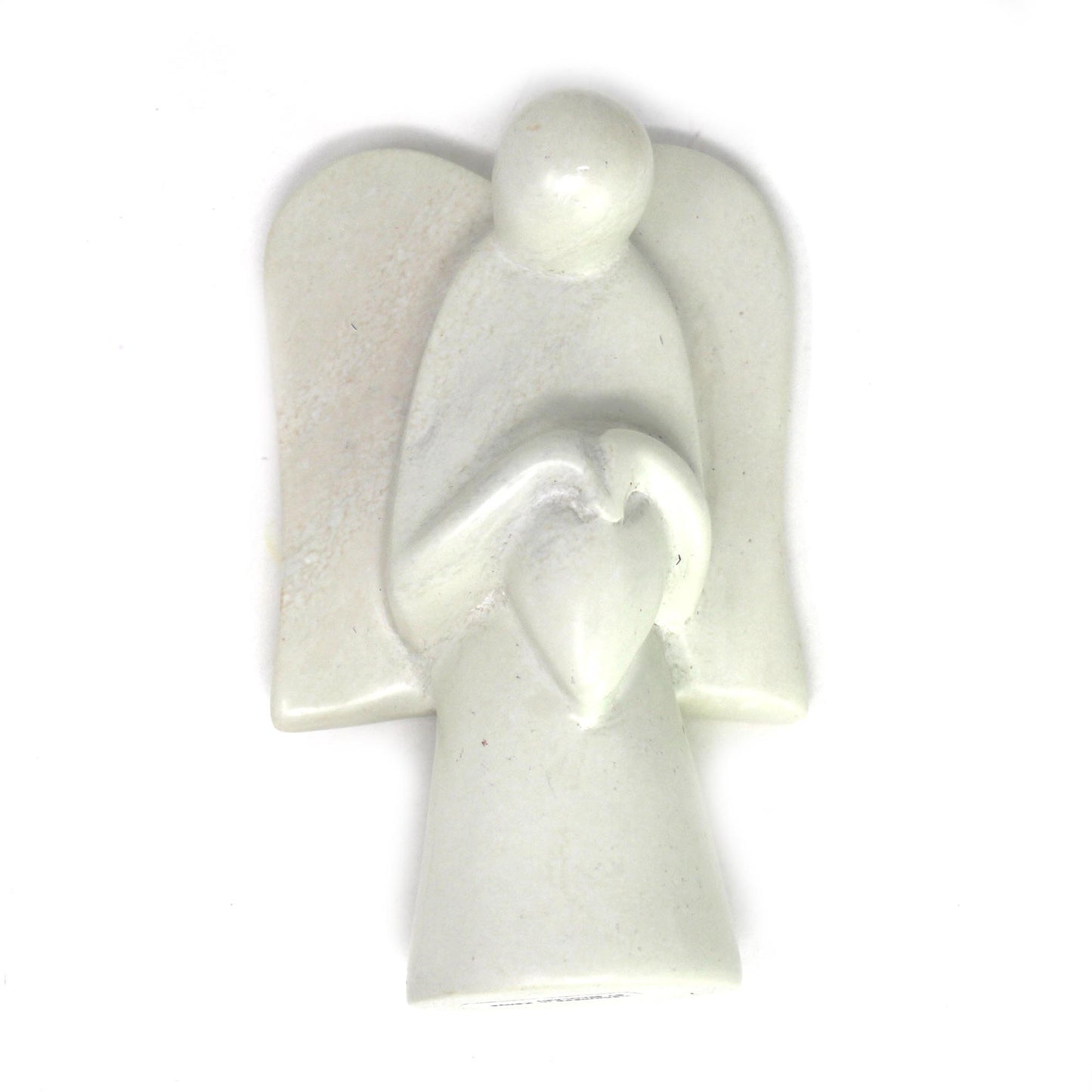 Natural Soapstone Angel Holding Heart; 5"