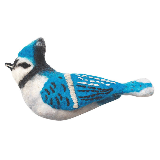 Adorno de jardín de pájaros de fieltro - Arrendajo azul - Lanas salvajes (G)
