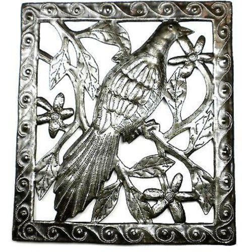 Single Bird Metal Steel Drum Wall Art, 11" x 12" - Croix des Bouquets