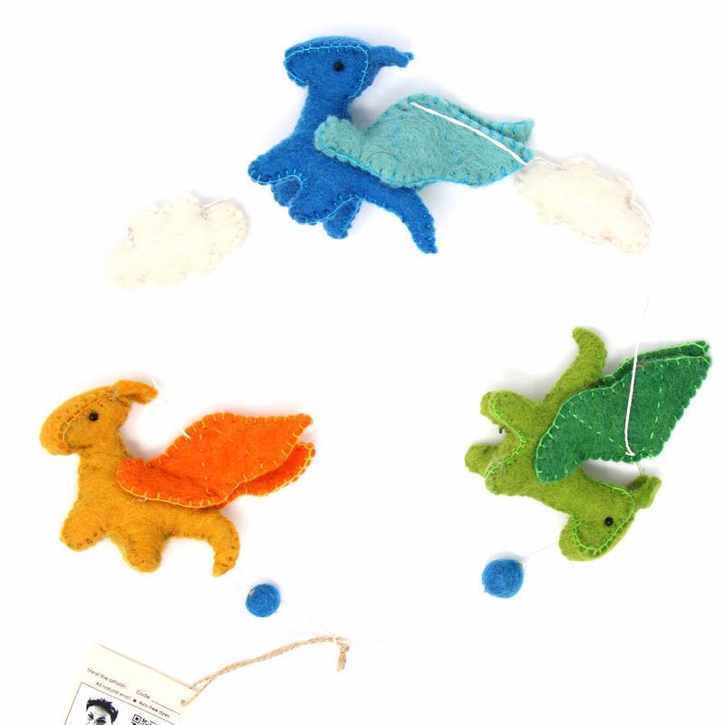Felt Dragon Garland - Primary Colors - Global Groove