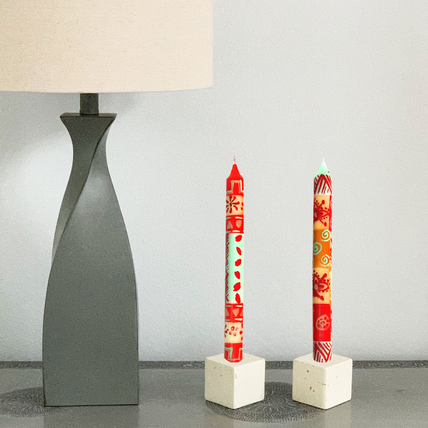 Hand Painted Candles in Owoduni Design (pair of tapers) - Nobunto