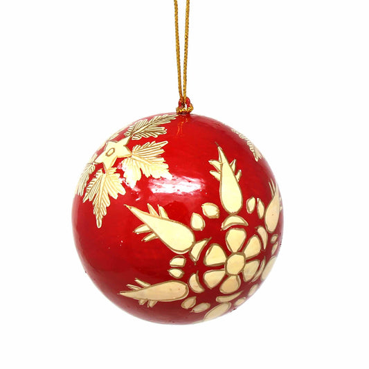 Handpainted Red and Gold Snowflake Papier Mache Hanging Ball Ornament - Linda Kay Gifford’s - Those Nasty Women TALK! by SWEETSurvivor