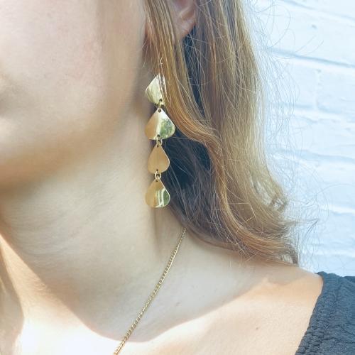 Geometric Tiered Brass Drop Earrings - Linda Kay Gifford’s - Those Nasty Women TALK! by SWEETSurvivor