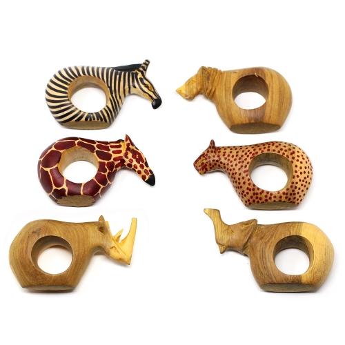 Set of Six Mahogany Wood Animal Napkin Rings - Jedando Handicrafts - Linda Kay Gifford’s - Those Nasty Women TALK! by SWEETSurvivor