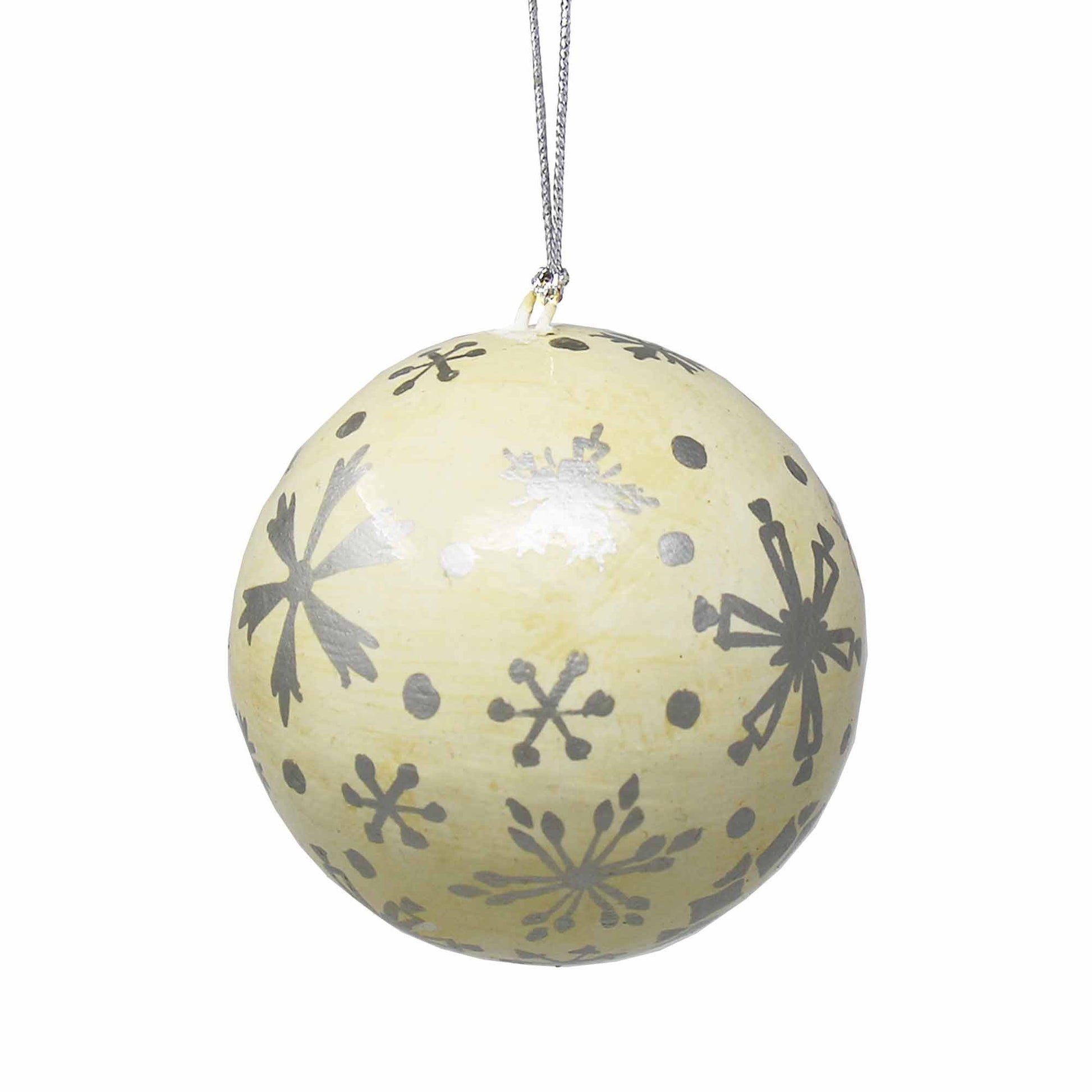 Handpainted Silver Snowflakes and Dots Papier Mache Hanging Ball Ornament - Linda Kay Gifford’s - Those Nasty Women TALK! by SWEETSurvivor