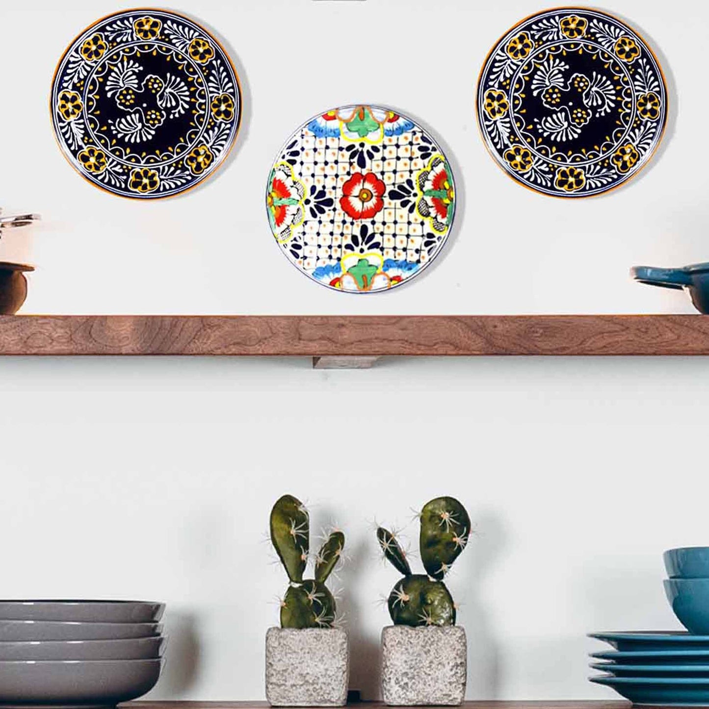 Encantada Handmade Pottery Trivet or Wall Hanging - Dots & Flowers