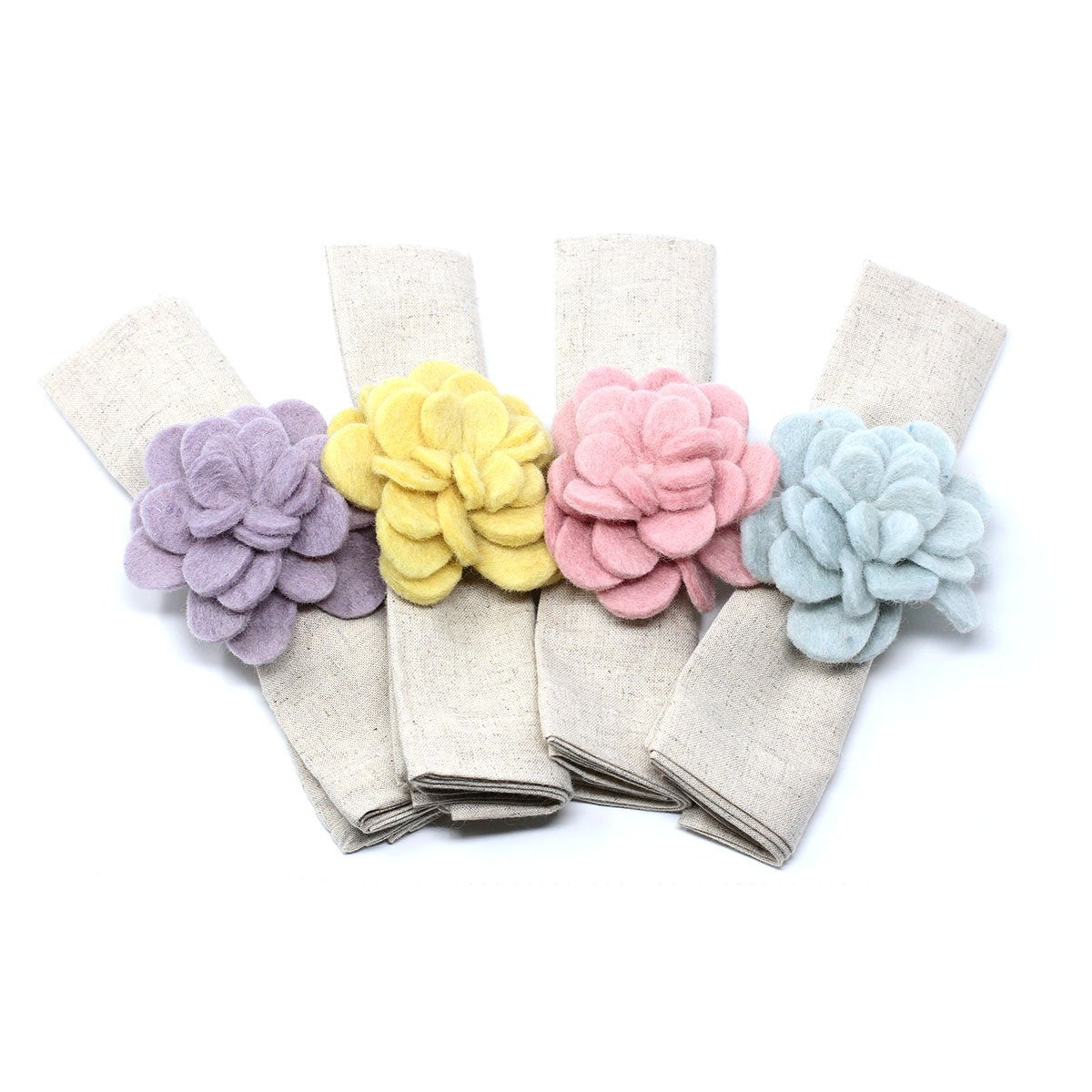 Hand-felted Zinnia Napkin Rings, Set of Four Colors - Linda Kay Gifford’s - Those Nasty Women TALK! by SWEETSurvivor