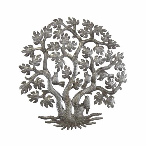 Three-Trunk Tree of Life Steel Drum Wall Art, 14" - Croix des Bouquets