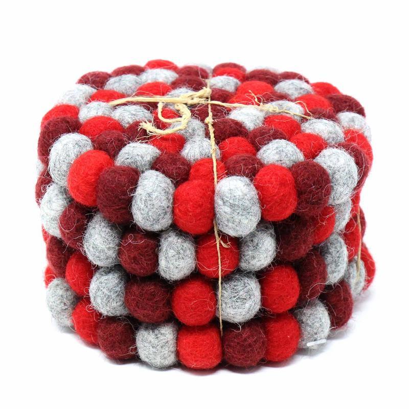Hand Crafted Felt Ball Coasters from Nepal: 4-pack, Chakra Reds - Global Groove (T) - Linda Kay Gifford’s - Those Nasty Women TALK! by SWEETSurvivor