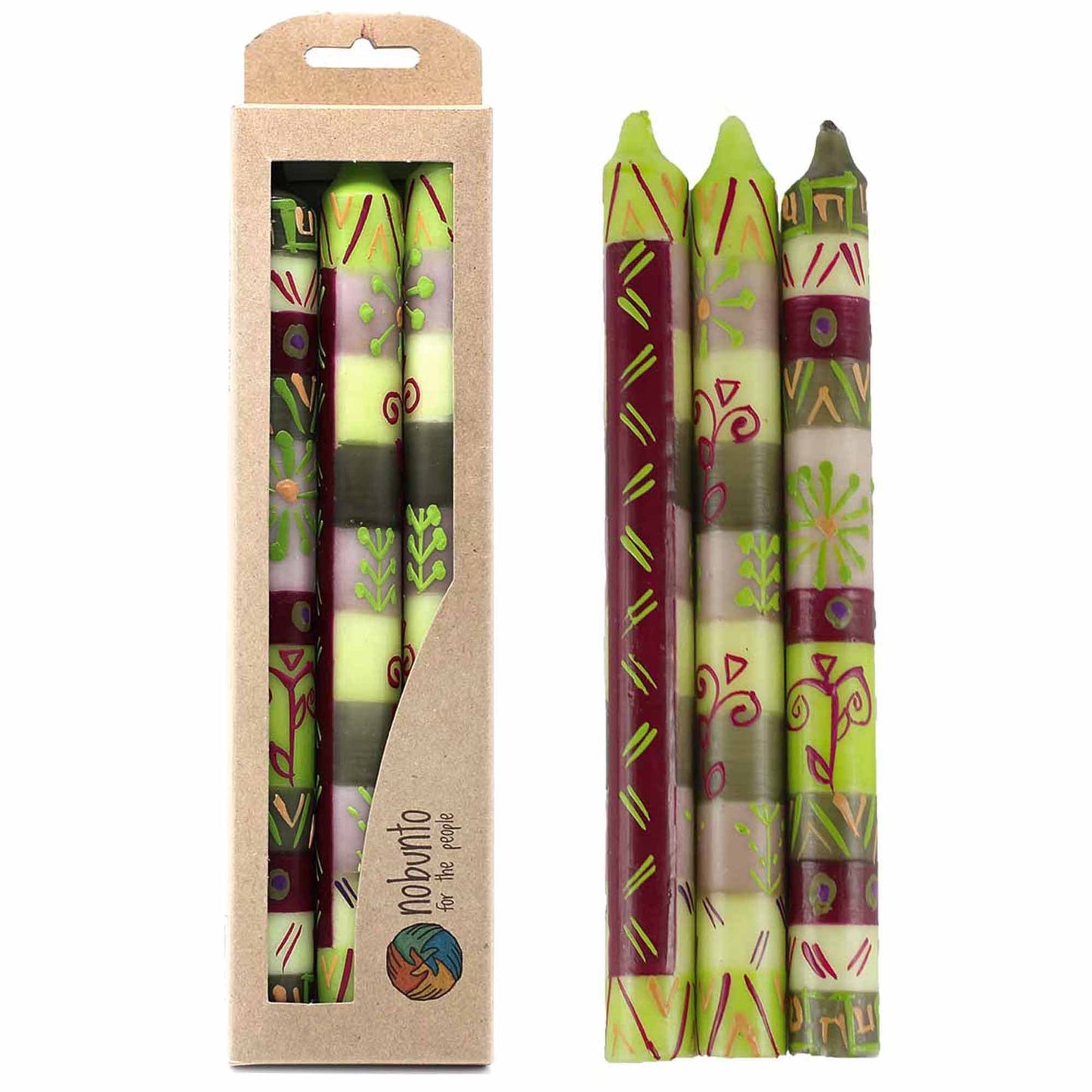Hand Painted Candles in Kileo Design (three tapers) - Nobunto