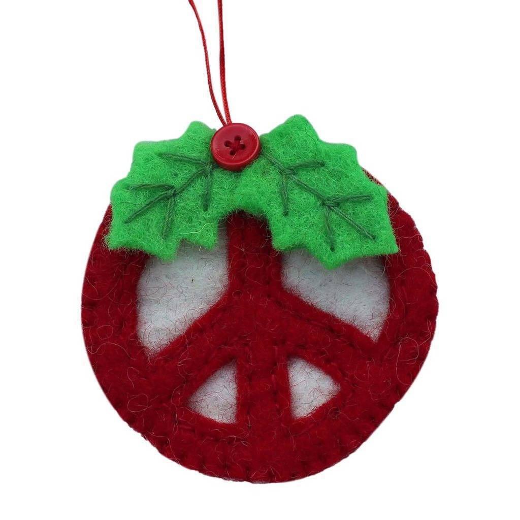 Red Peace Sign Ornament - Global Groove (H)